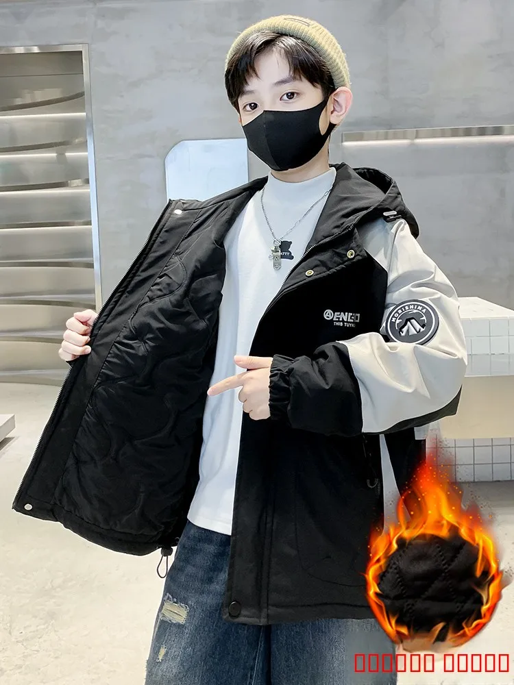 

Thiened Cotton Jaet for Boys Autumn Winter New Sle Parka Coat Warmth Casual Faionable Youth ular In-Between Sizes