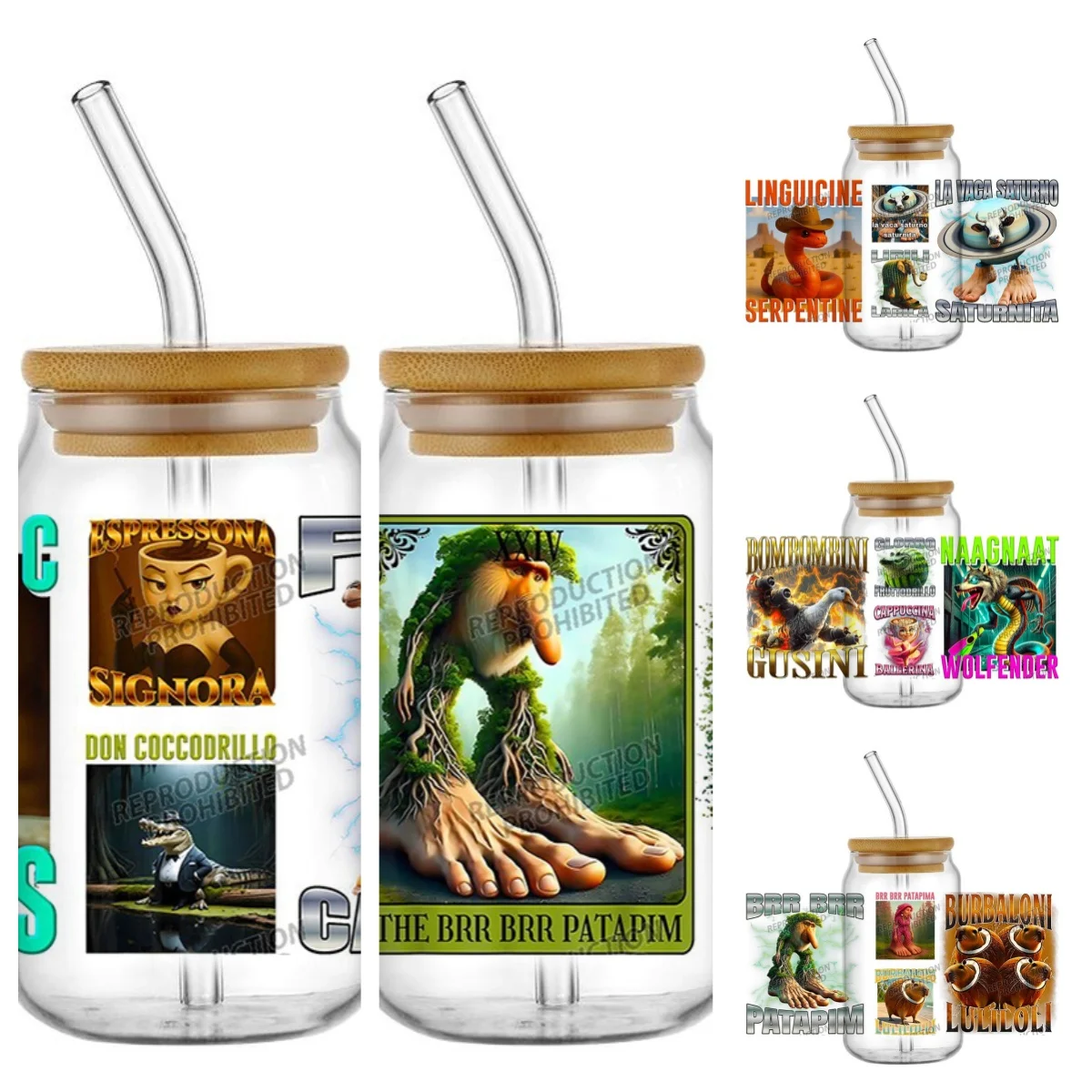 تصميم جديد المخلوقات الأسطورية Cryptid غائر نمط مقاوم للماء لتقوم بها بنفسك الشارات ثلاثية الأبعاد نقل UV DTF ملصقات 16 أوقية نظارات كوب يلتف الختم #2