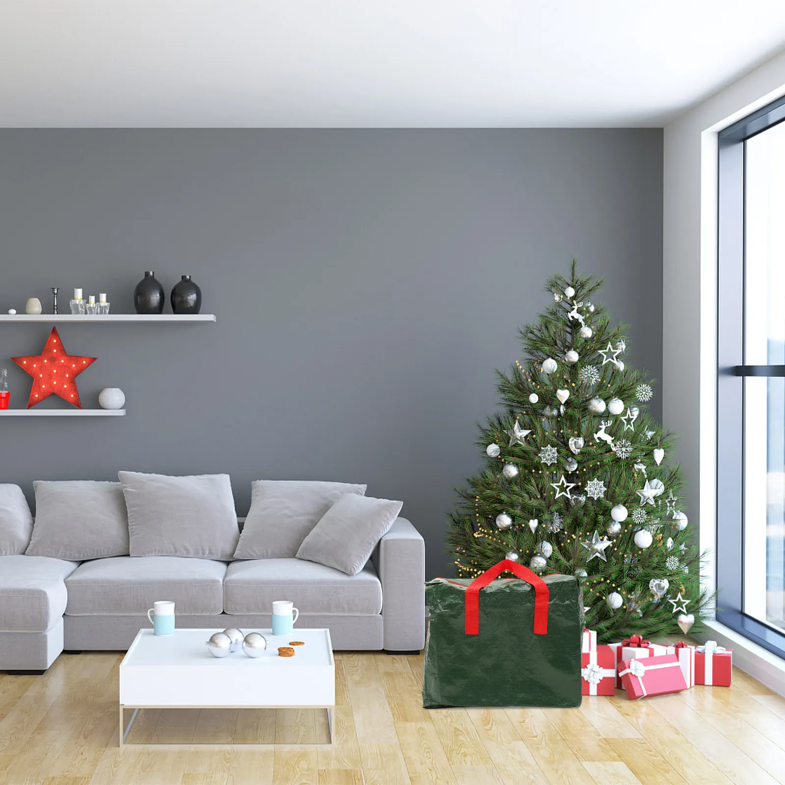 Heavy Duty Christmas Tree Storage Bag with Full Length Zipper Waterproof Sturdy Handles for Easy Transport and Holiday Season