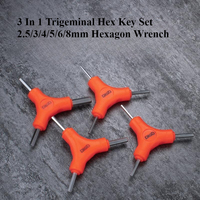 3 In 1 Trigeminal Hex Key Set 2.5/3/4/5/6/8mm Hexagon Wrench Carbon Steel Hand Tools Bicycle Maintenance Tools