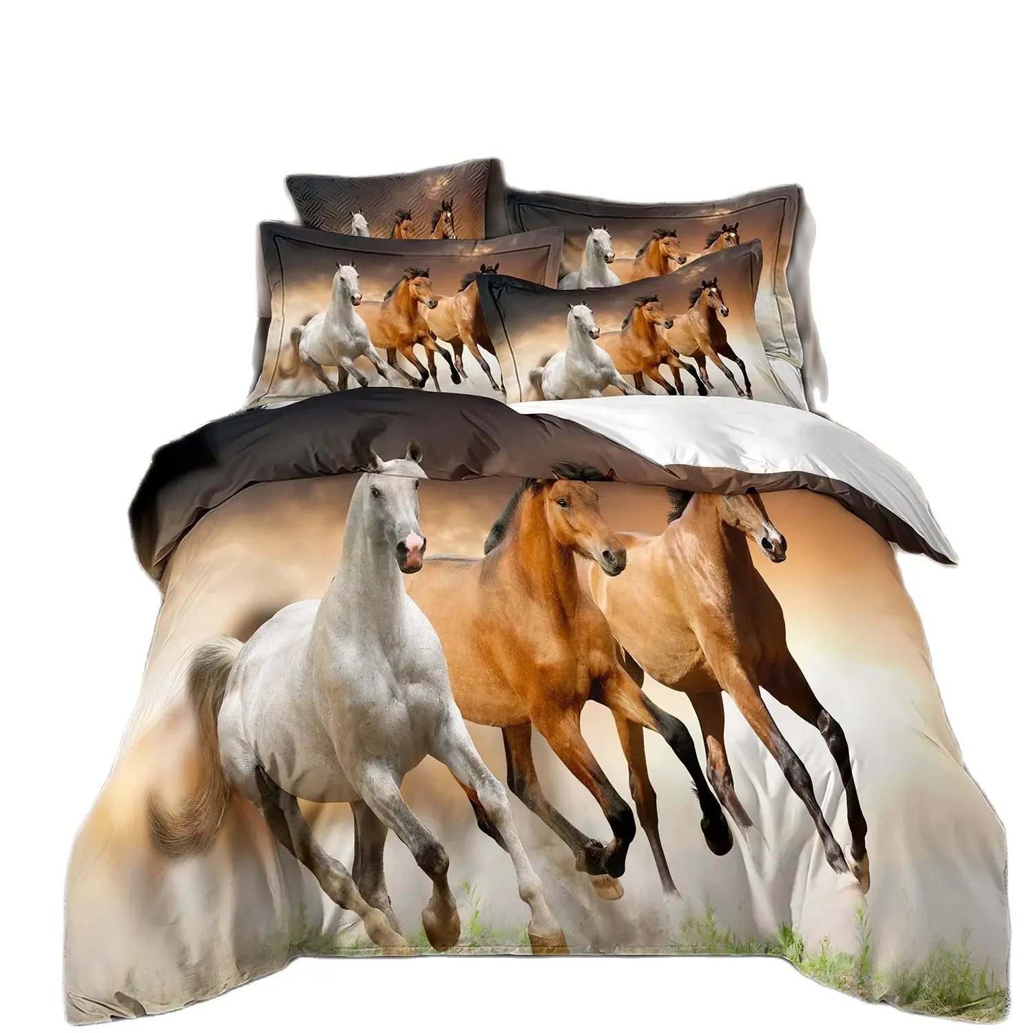 Animal Horse Bedding Set 3D Printed Horses Duvet Cover Set Domineering Galloping Horse Quilt Cover Fashion Home Textileextile