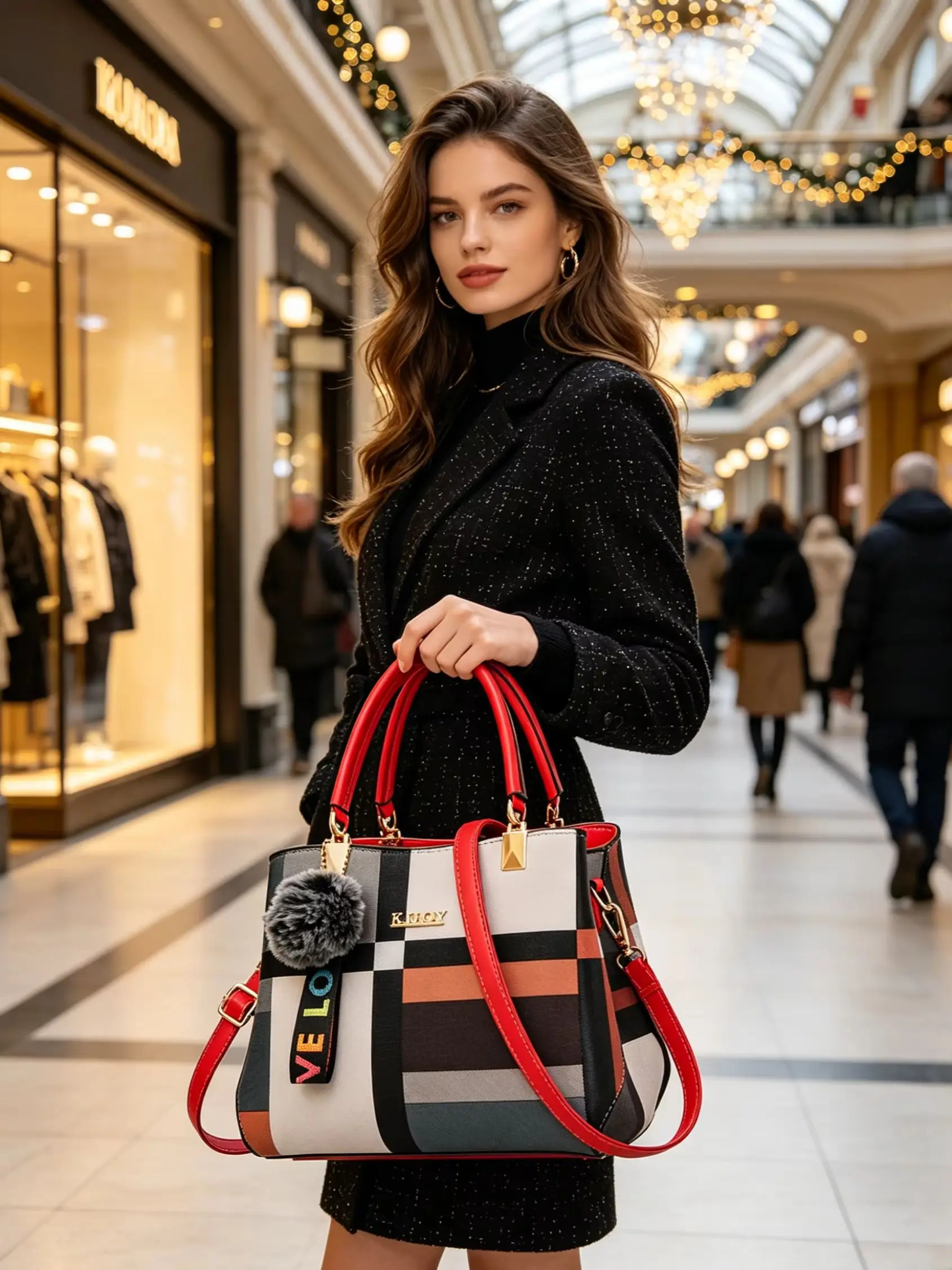 

Light luxury style patterned tote bag, fashionable and versatile, can be worn crossbody, practical with multiple compartments, l