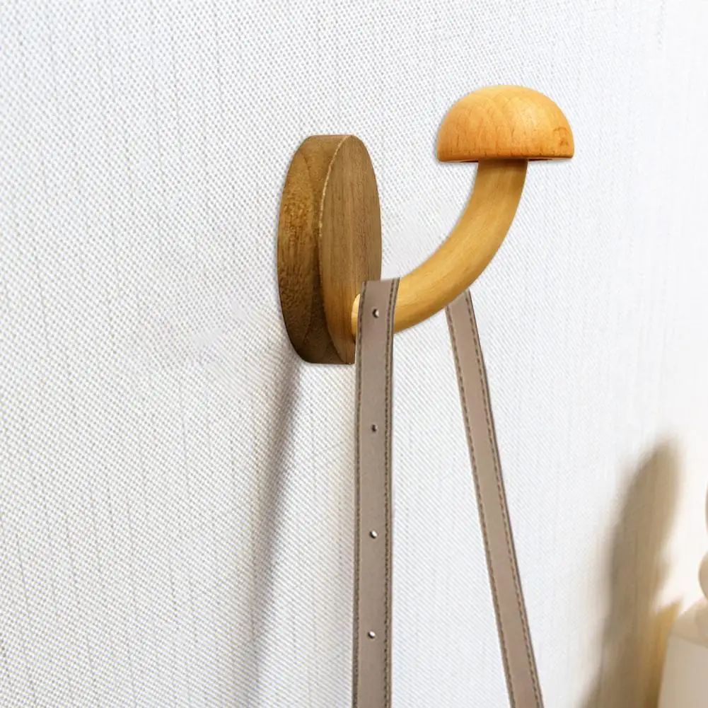 

Wood Hat Hanger Versatile Wooden Mushroom Wall Hook Heavy Duty No Drill Solution for Bags Towels Clothes Umbrellas for Bathroom