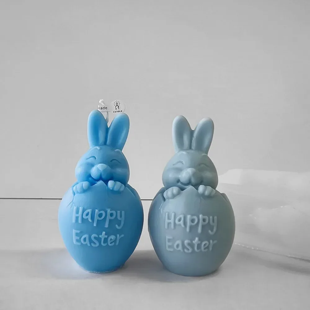 Egg Shell Bunny Scented Candle Silicone Mold Easter Day Animal Gypsum Mould Handmade Festival Gifts 3D Relief Rabbit Party Decor