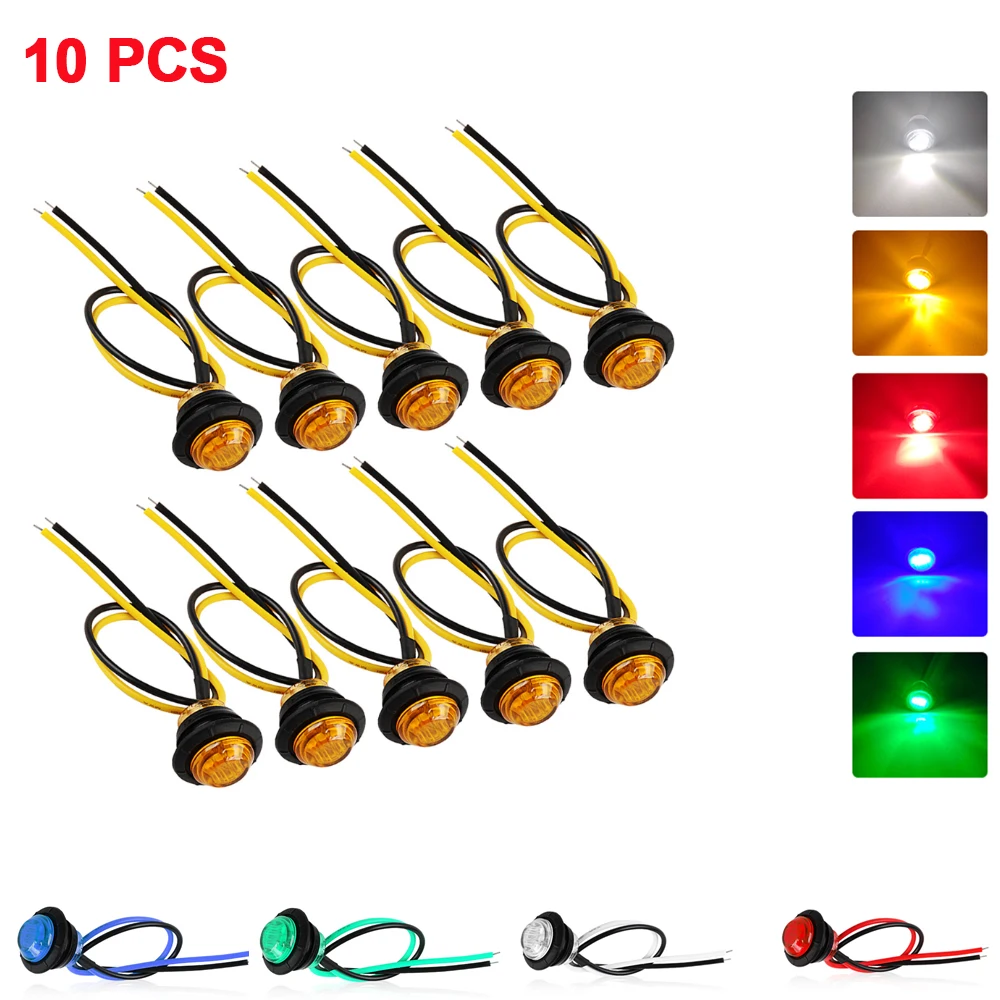 

10 шт., 24 В, 3/4 дюйма, светодиодный боковой габаритный фонарь для грузовика, круглый поворотный фонарь для грузовика, автомобиля, автобуса, прицепа, каравана, лодки