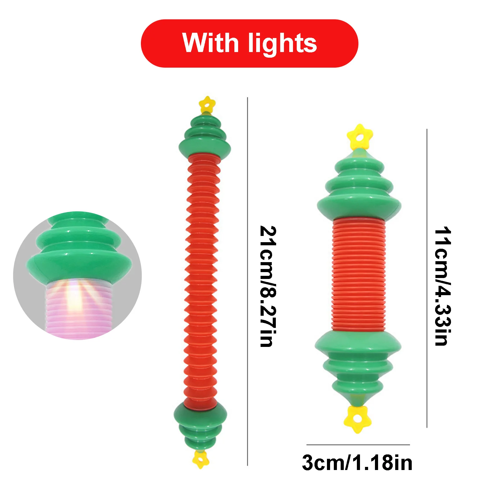 크리스마스 트리 튜브 감각 장난감 라이트 업 팝핑 튜브, 미세 운동 기술 유아를 위한 학습 장난감, 크리스마스 스타킹