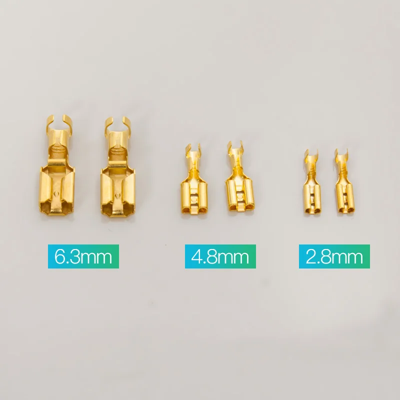 0655 0656 0657 Gold Plated Wire Ear Insert Terminal Tongue Width 6.3/4.8/2.8mm