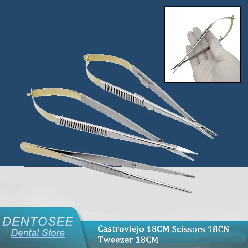 

18 см стоматологический ортодонтический имплантат, удерживающий щипцы, пинцет из нержавеющей стали, держатель иглы Castroviejo, хирургический инструмент для стоматолога