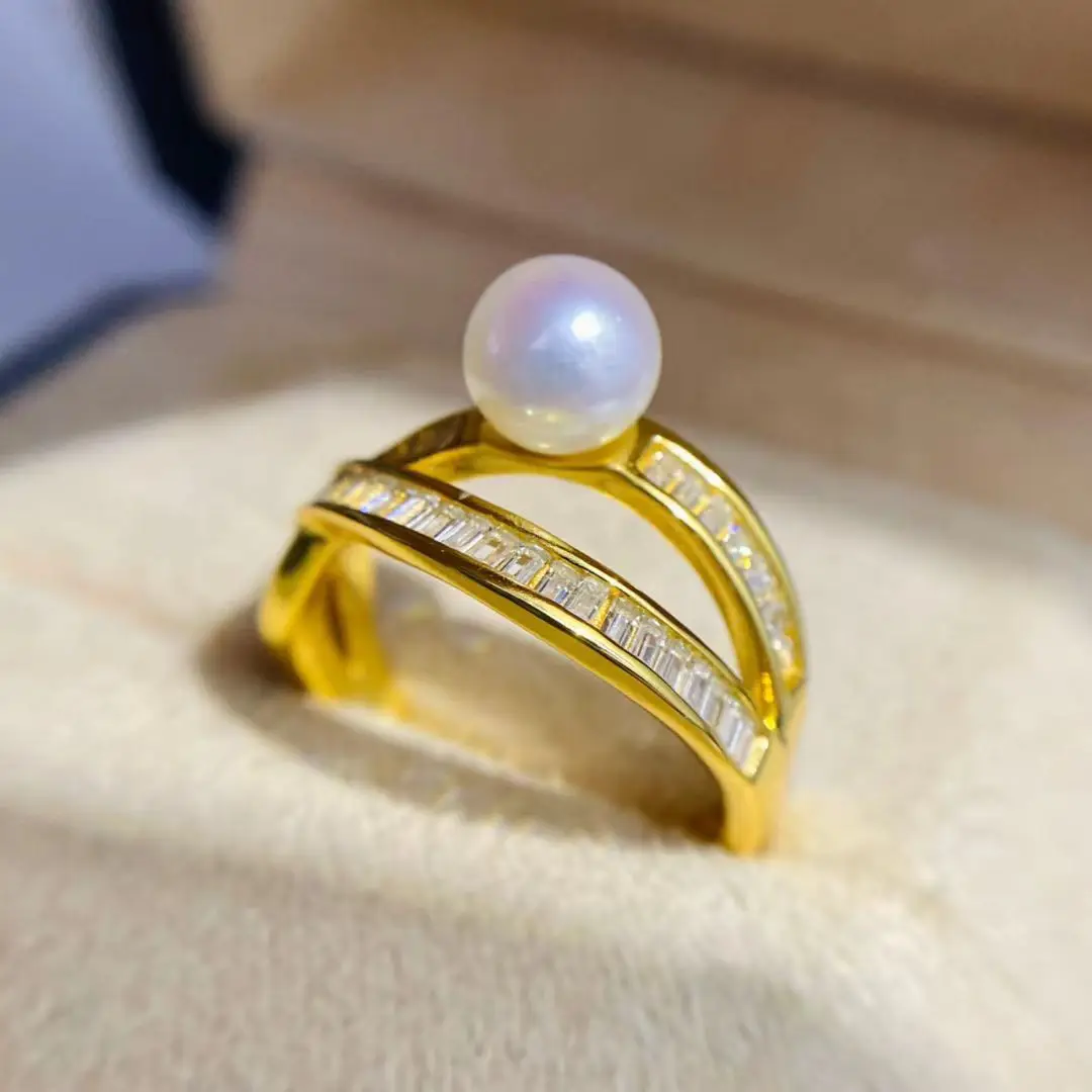 

Wholesale 925 Sterling Silver Adjustable Ring Mount Settings Findings Mountings Accessory Parts for 6-7mm Pearls, 5pcs/lot