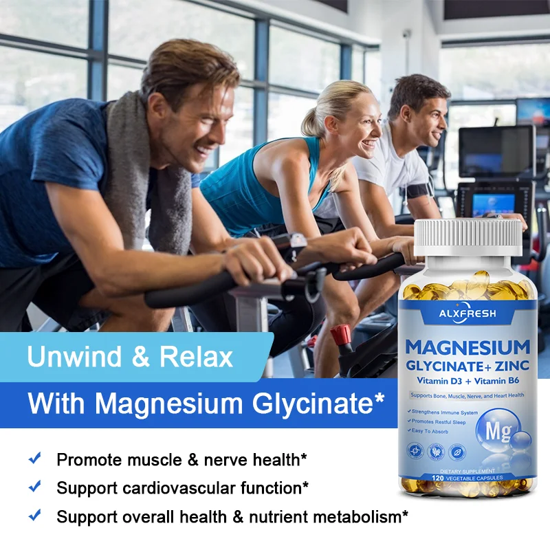 Magnesium Glycinate Capsules 500mg with Zinc,Vitamin D3 B6 Brain, Memory, Focus, Sleep, Calm Support Nutrition Supplement