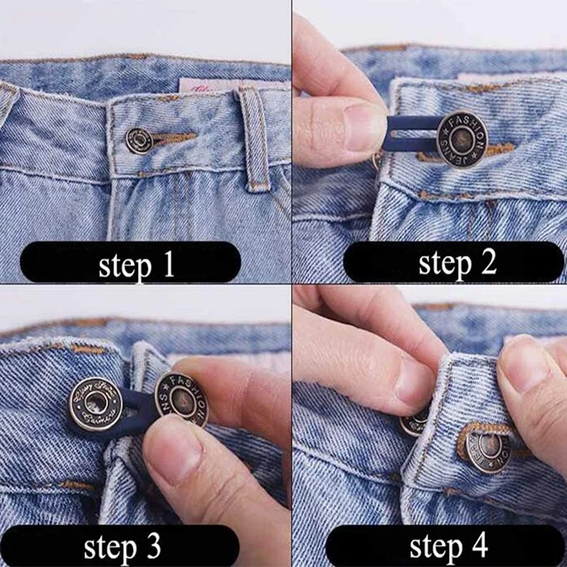 Metal Waist Buttons Extender Nail-free Detachable Retractable Waistband Fastener Buckles DIY Accessories for Pants Jeans