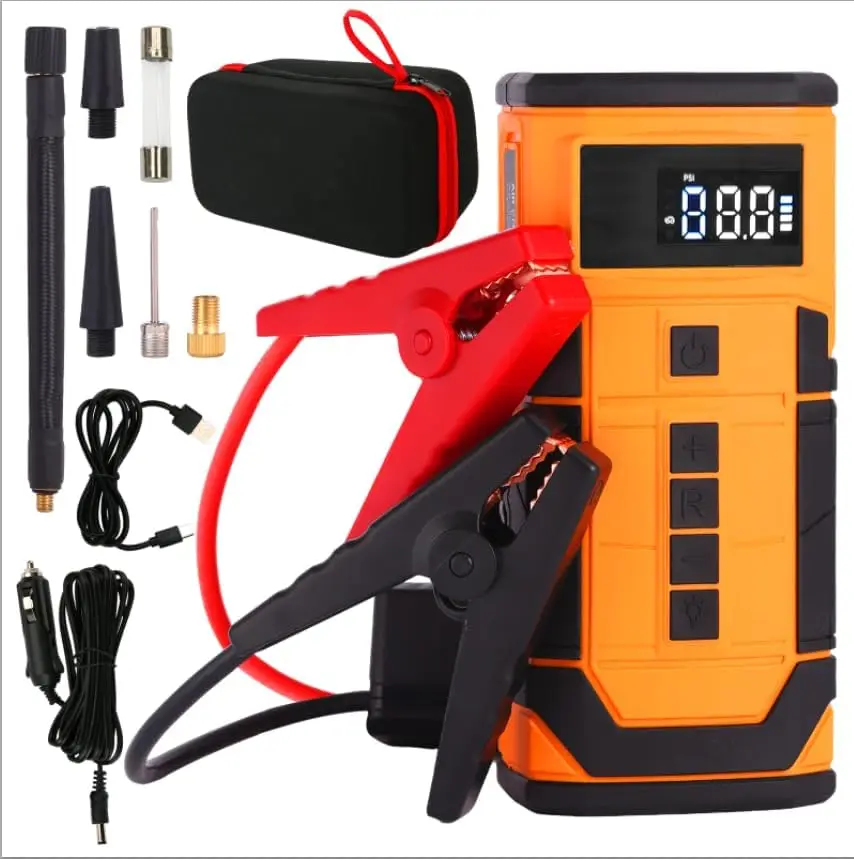 

Car Emergency Starter with Air Compressor, Portable 3000a Battery Jump Starter, Includes 150psi Digital Tire Inflator Pump