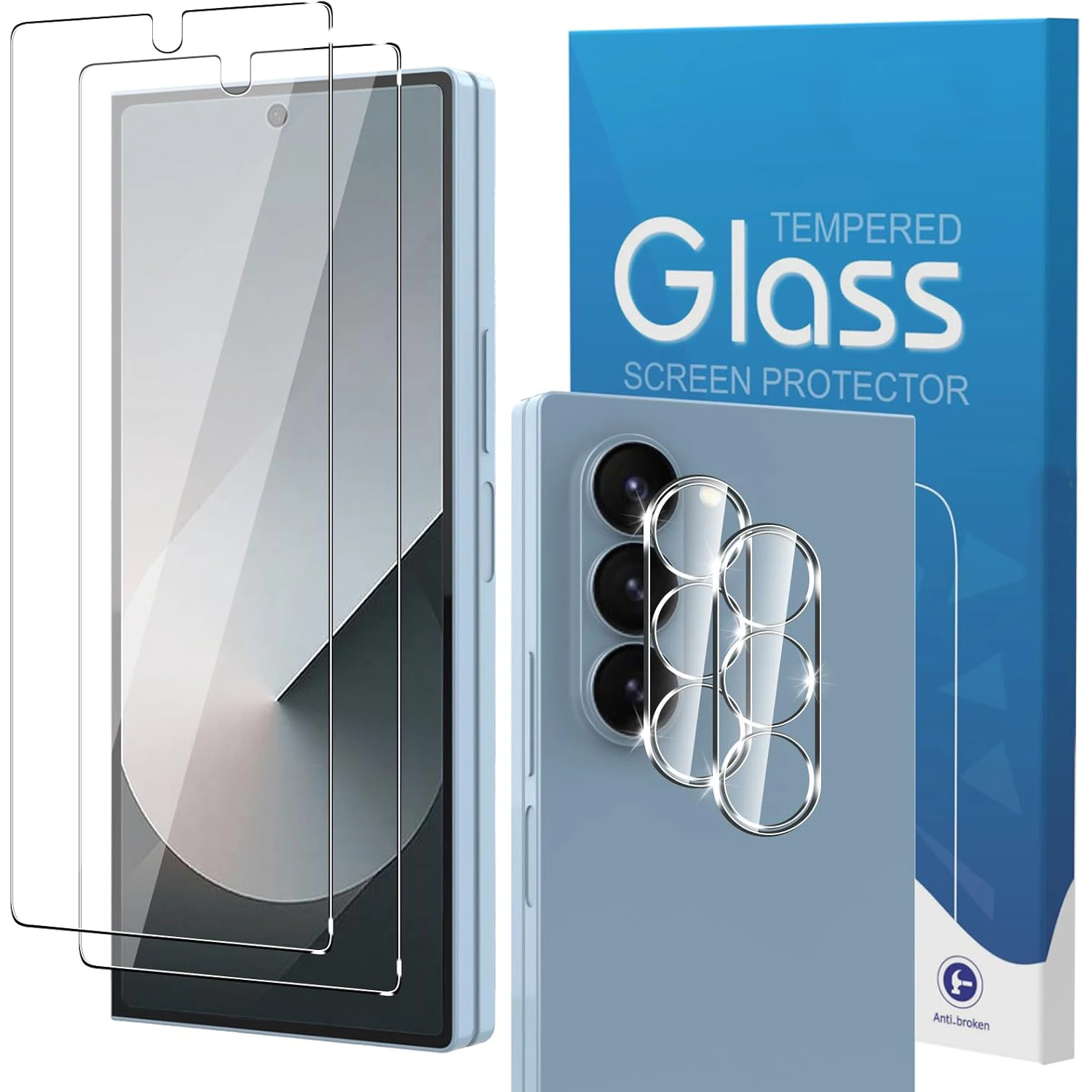 

[В 4 упаковках] для Samsung Galaxy Fold 6 5G 2024, защита для экрана, 2 упаковки, закаленное стекло для защиты экрана + 2 упаковки, защита для объектива камеры