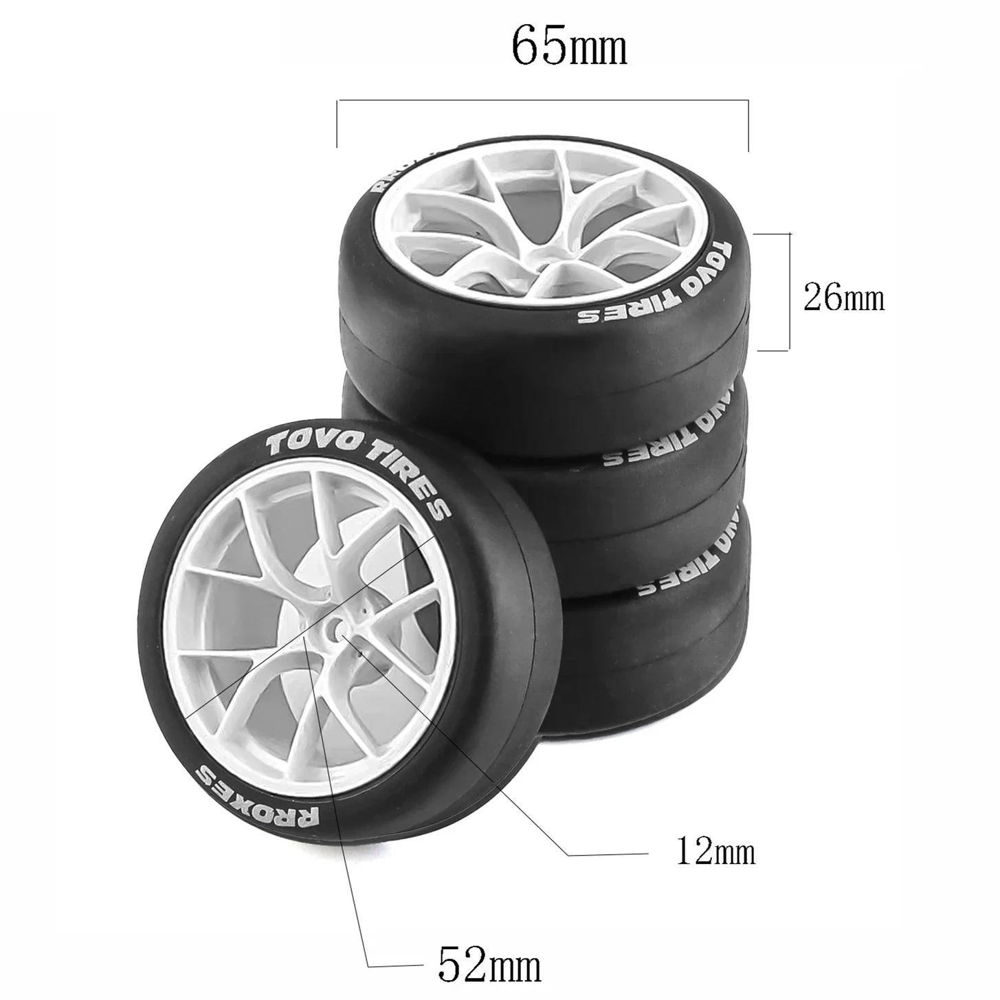 4pcs 65mm Hard Drift Tire 1/10 RC Drift Car On Road Touring Racing Car Tyre Wheel for Tamiya TT01 TT02 XV01 PTG-2 Kyosho HPI HSP