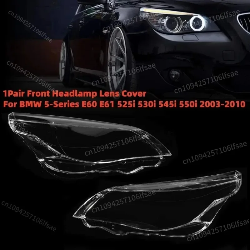 

For 5-Series E60 E61 Front Headlamp Lens Cover Pair 2003-2010