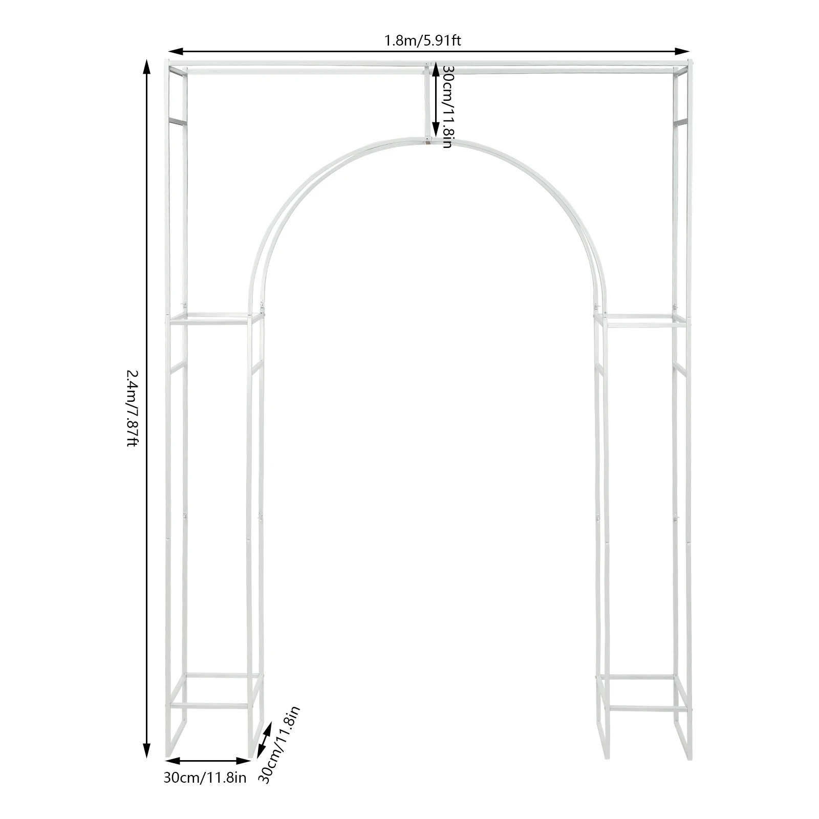 White Wedding Arch Backdrop Stand for Ceremony Square Metal Balloon Garden Arbor Frame for Birthday Party Photo Background Deco