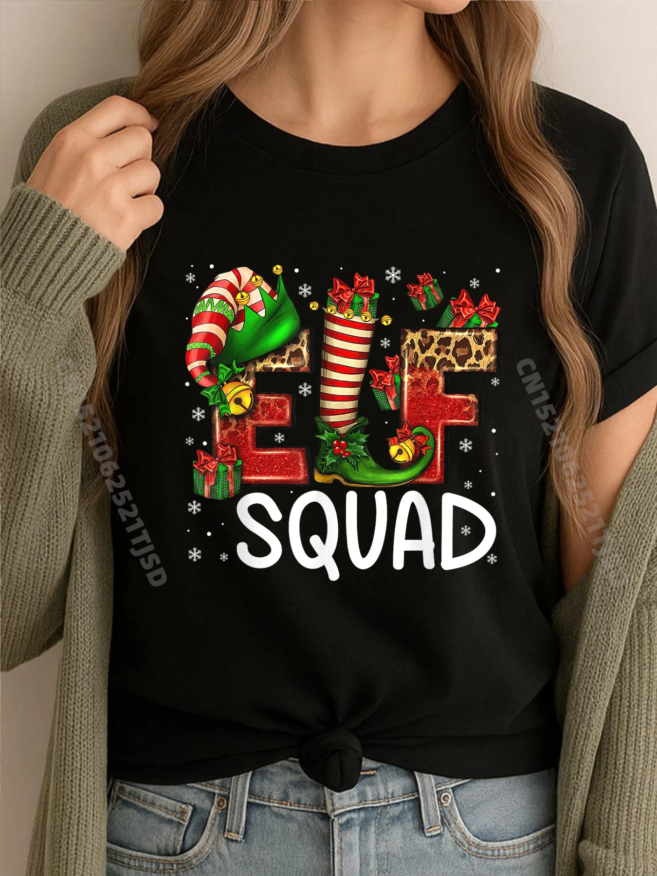 

Семейные рождественские одинаковые пижамы Elf, рождественская брендовая футболка Elf Squad, мужская дизайнерская одежда, футболка с стираной графикой