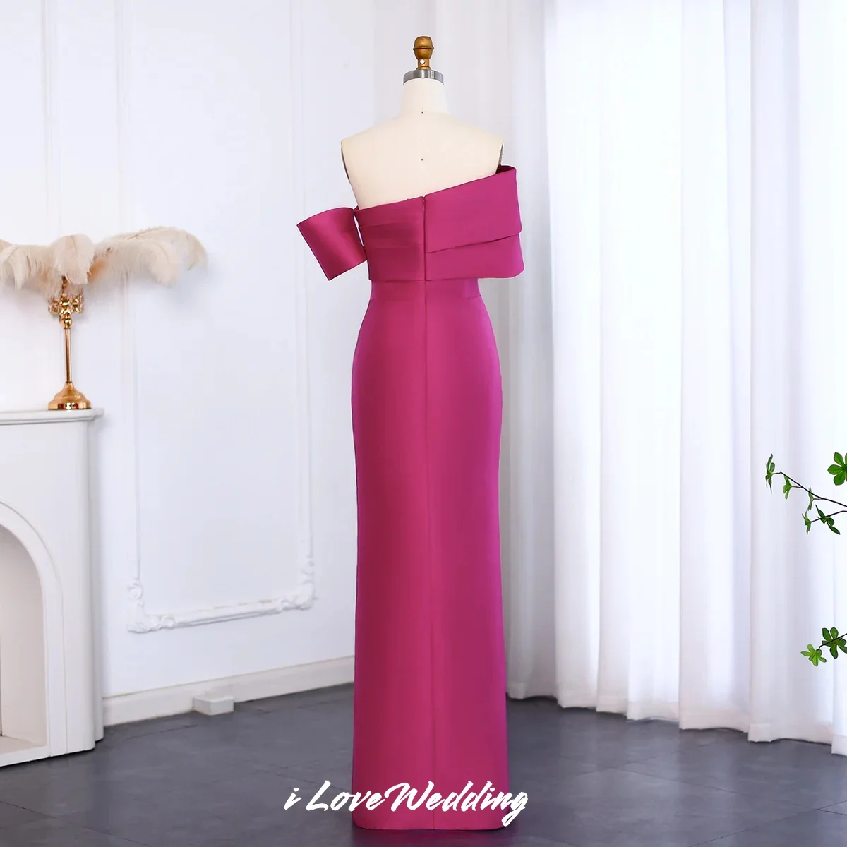 فساتين سهرة مثيرة مكشوفة الكتف 2025 من الساتان بدون حمالات فتحة جانبية حورية البحر بطول الأرض فستان حفلات الزفاف النحيف حسب الطلب #3