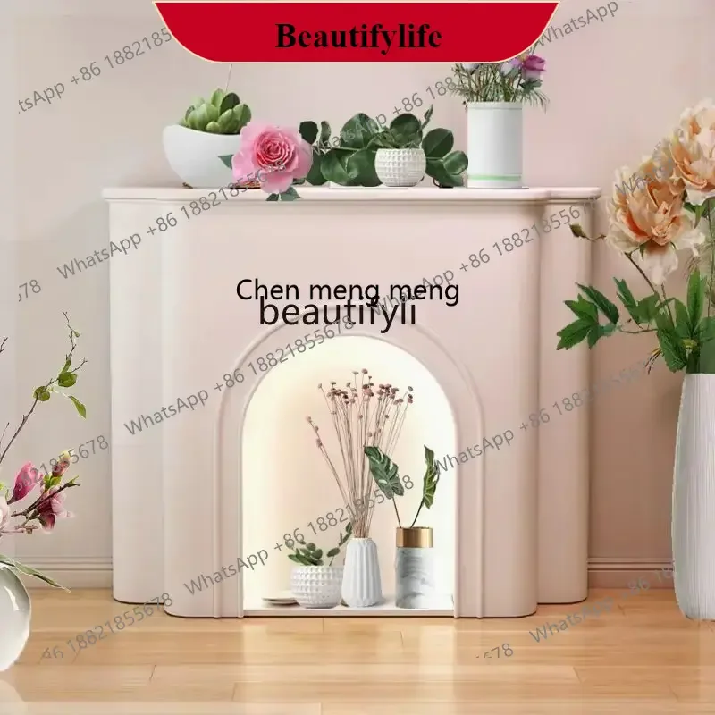 

G153 Artistic Minimalist Fireplace with Lights Multiple Wall Entrance Curio Cabinet Living Room Bedroom Decoration