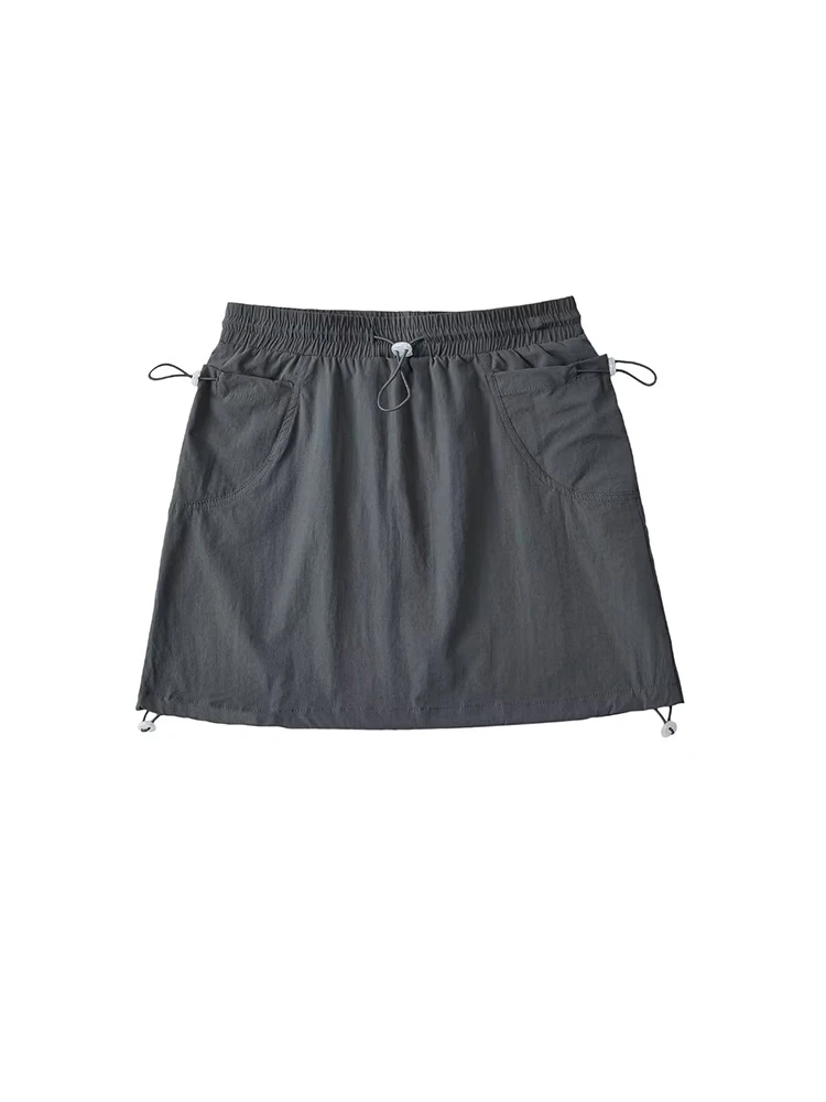 アメリカンレトロワークウェアスカート女性の夏薄い Qui Dry アウトドアスポーツハイウエスト A ラインスカートストリート Sle ピュアカラー