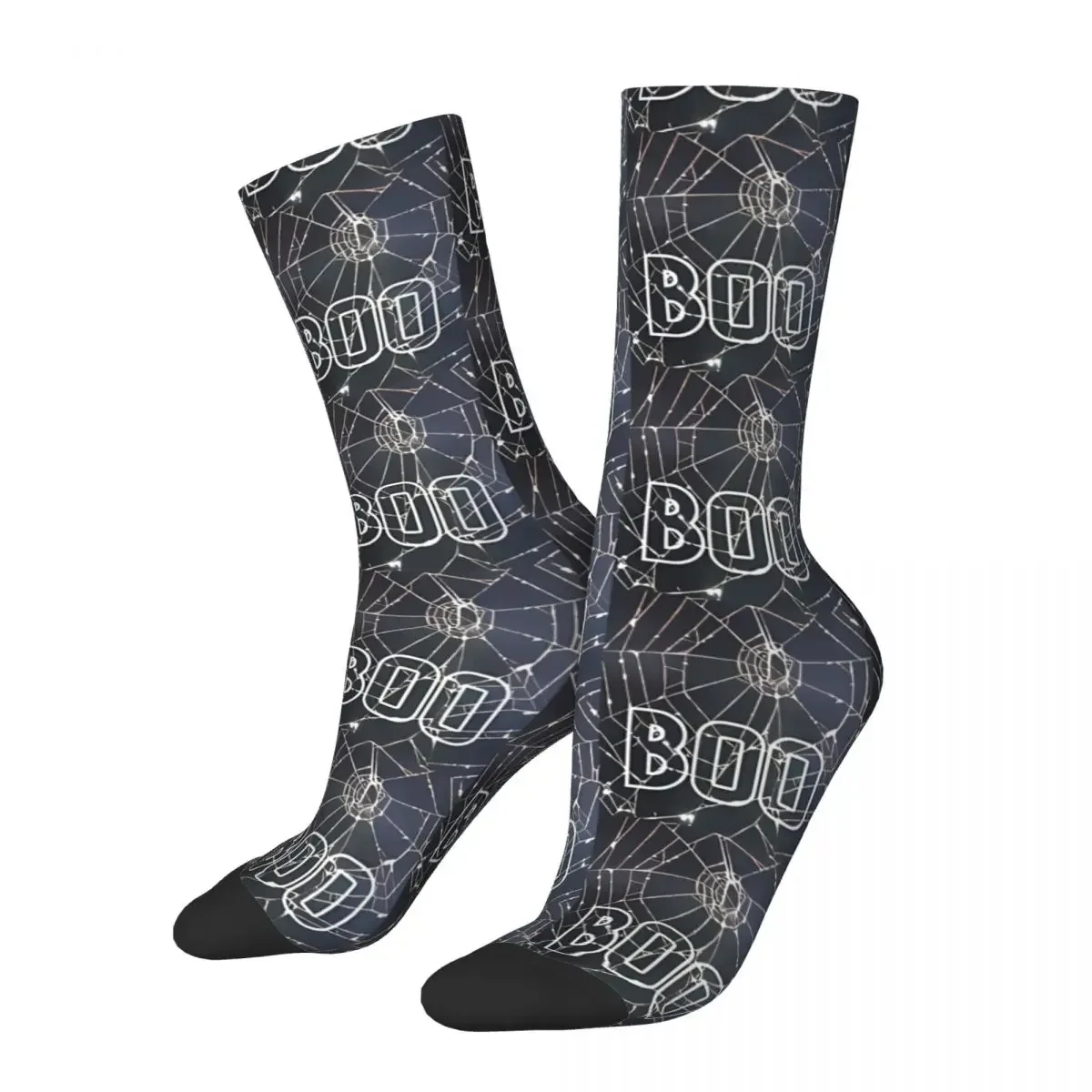 Happy Men's Socks Halloween Web BOO Vintage Street Style Novelty Crew Sock Gift Pattern Printed