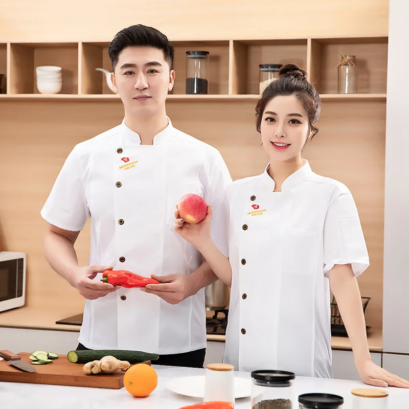 School Canteen Work Clothes Breathable Catering Restaurant Baking Food Kitchen Cook Clothes Long Short Sleeve Women's Summer Thi