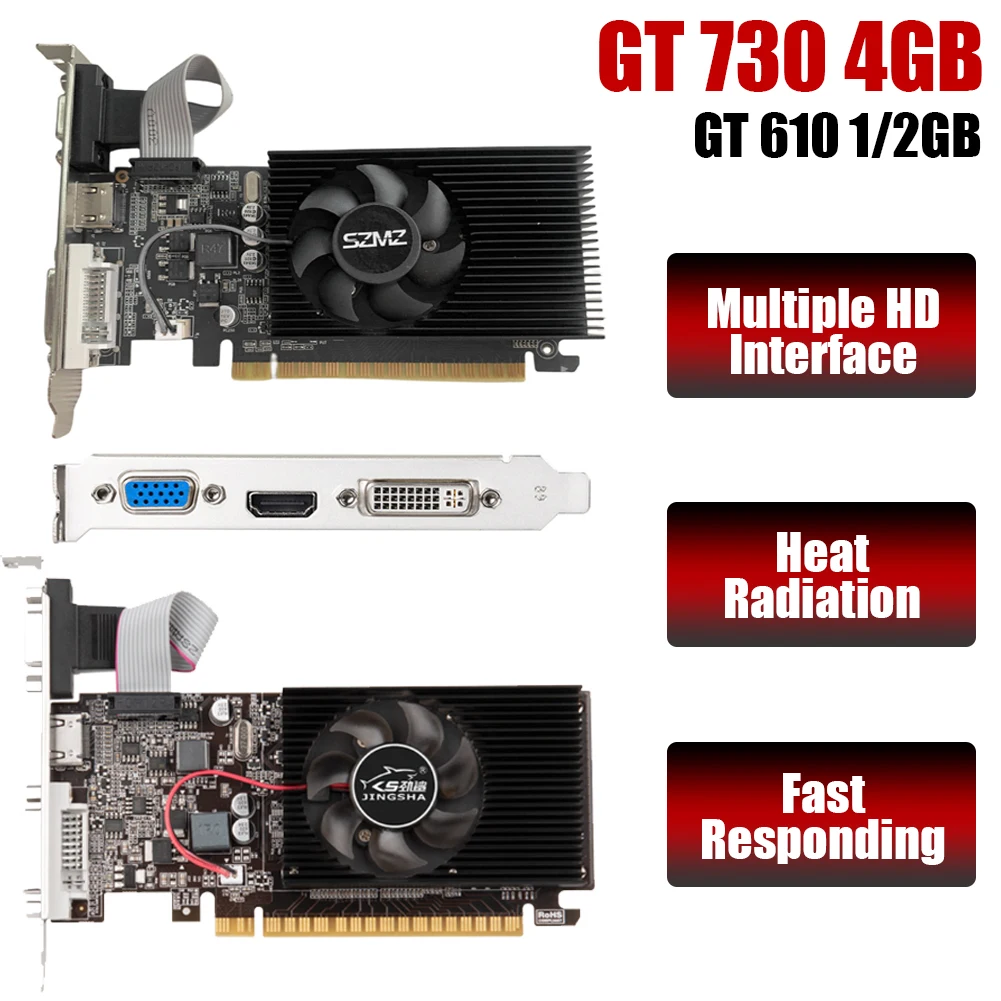 GT730 4GB DDR3 64Bit Graphics Card with HDMI VGA DVI Port PCI-E2.0 16X Computer Graphics Video Card GT730 GT610 for Office Home