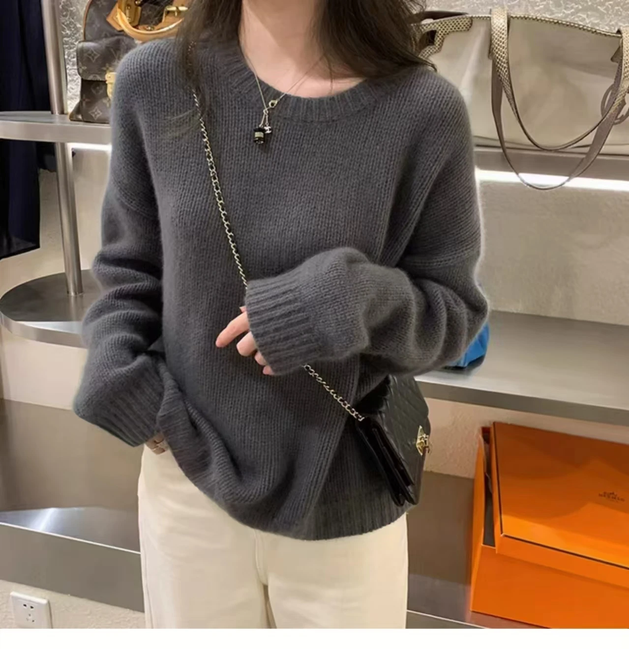 

Women's Sweater Autumn Winter 100% Cashmere Knitwear High Quality O-neck Long Sleeve Basic Pullover Winter Clothes Woman Tops