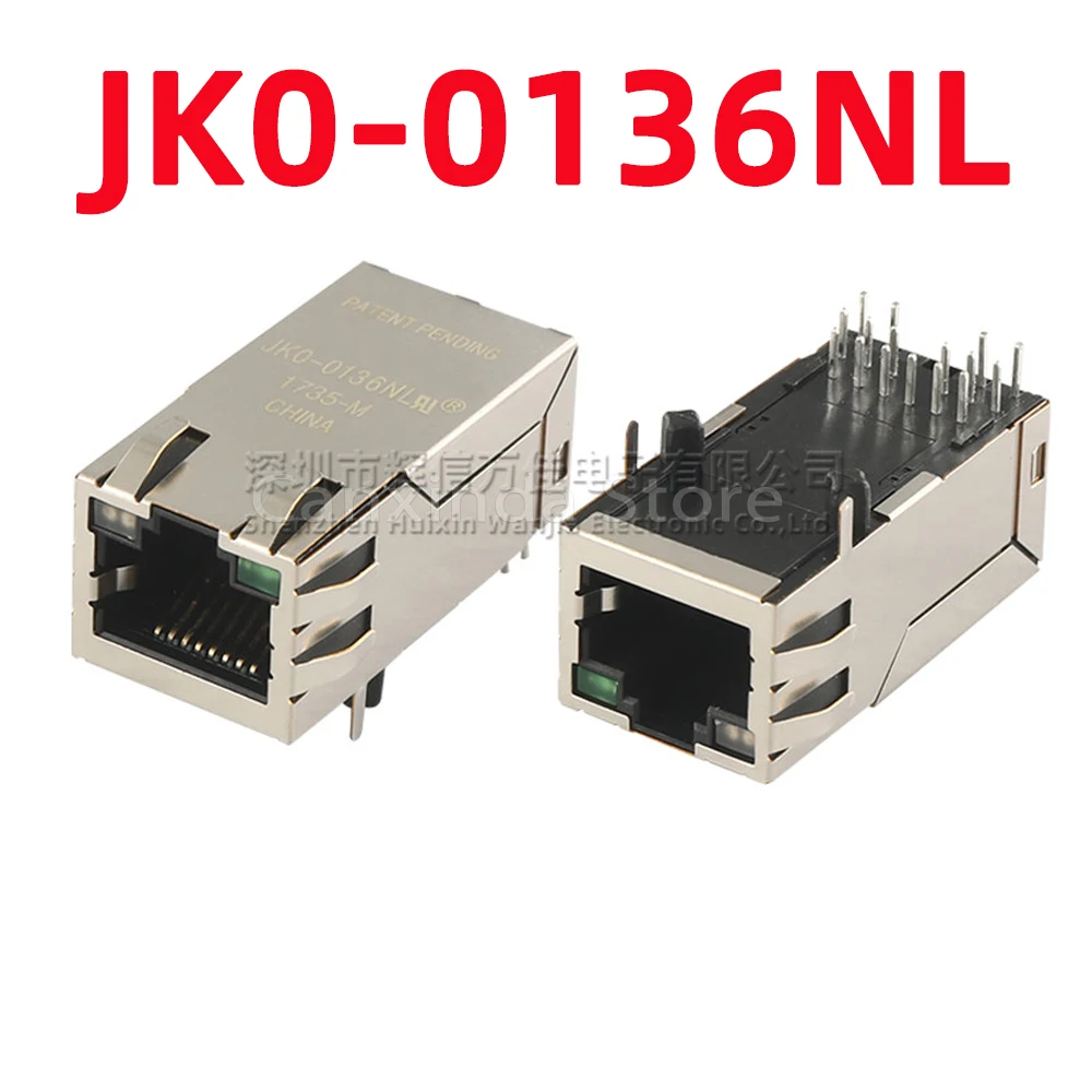 2pcs JK0-0136NL JKO-0136NL RJ45 Jack Tab UP Network Single Port LED Filter Interface Connector 16 Pin 100 Base-TX Fast Ethernet