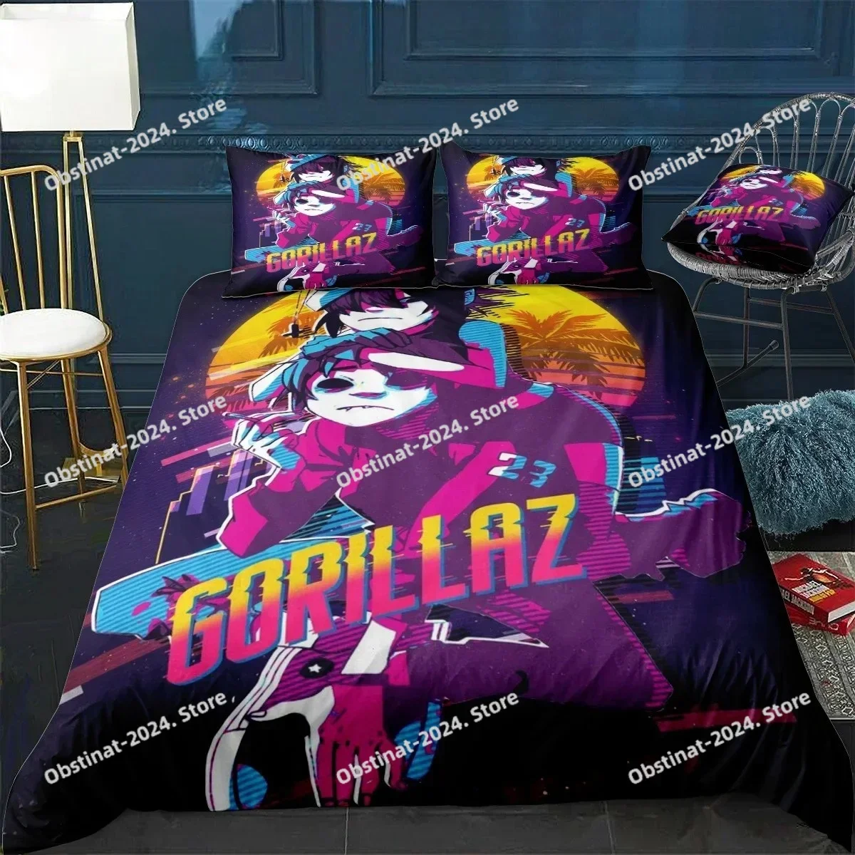 

3D Music Band Gorillaz Bedding Set Printed single Comforter Quilt Bed Cover Duvet Cover Pillow Case 3 Pieces Set Kids Adult Size