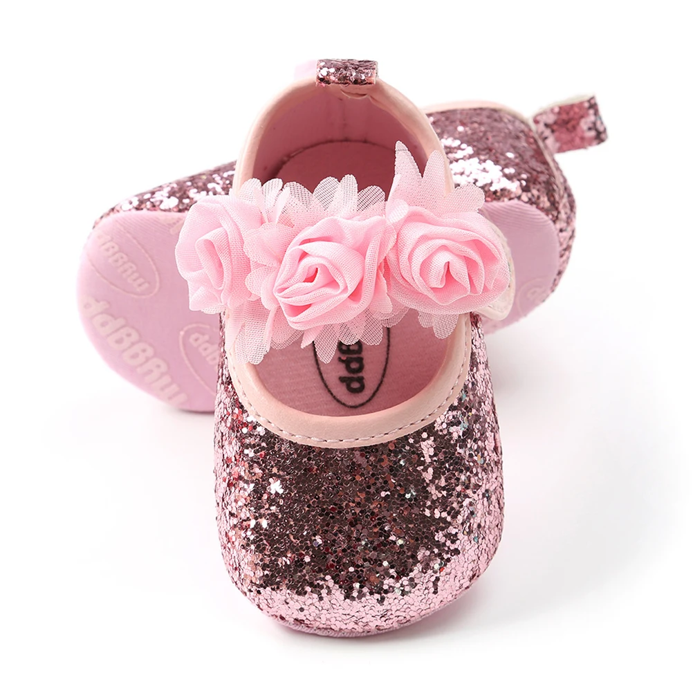 

Princess Soft Sole Shoes Girls Kids Women Ballet Dance Flats Sparkly Roses Pink Comfortable Lightweight Breathable Sole