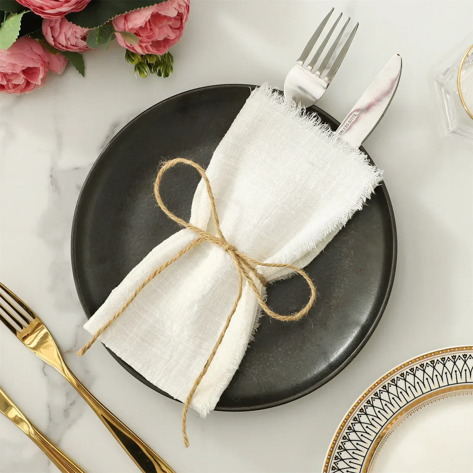 Napkins Linen Napkins Pink Cloth Dinner Napkins 30x30cm Cotton Linen Napkins for Parties Weddings and Dinners Table Decoration