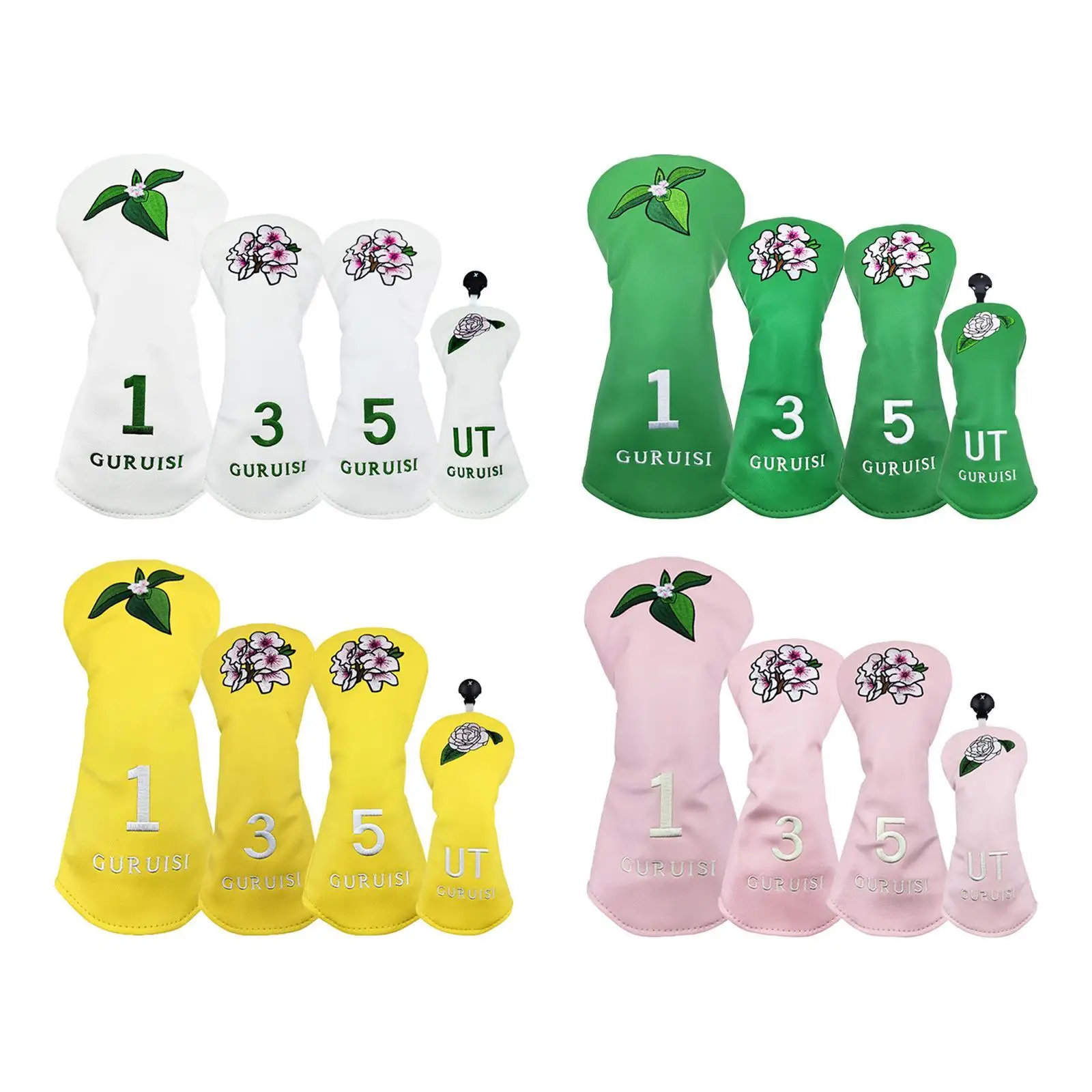 4Pcs Golf Wood Headcovers Golf Club Head Covers Fashion with Number Tag