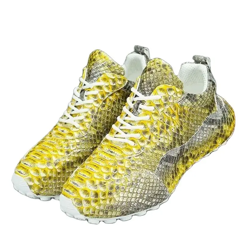 BATMO 2024 new arrival Fashion snake skin causal shoes men,male Genuine leather SNEAKERS  PDD418