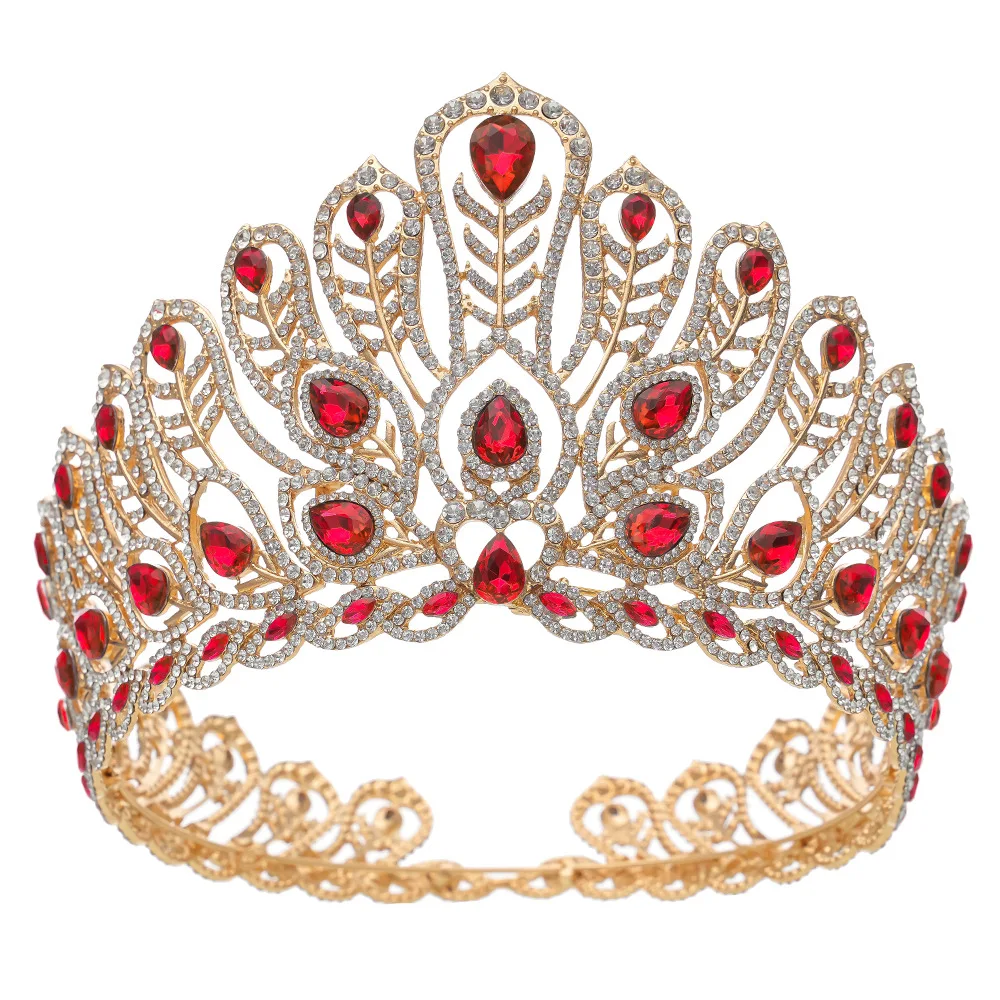 

World Beauty Pageant Champion Crown Peacock Noble Crown Cross border Bride Crown Stage Show Full Crown Walking Concept Headpiece