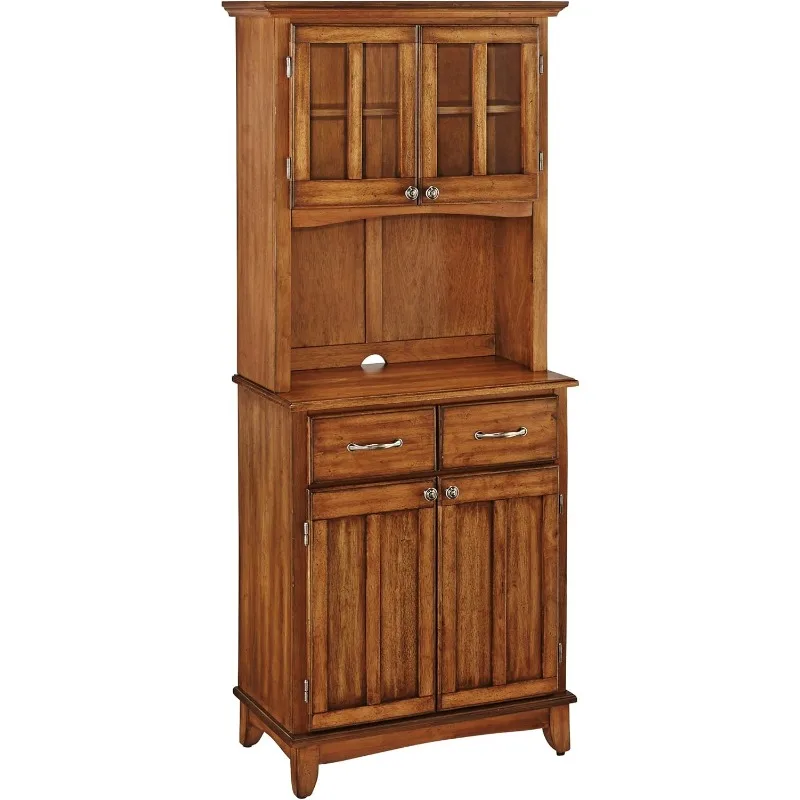 Buffet of Buffet Cottage Oak with Wood Top with Hutch Freestanding Kitchen Pantry Cabinet  Hutch Cabinet for Kitchen Dining Room