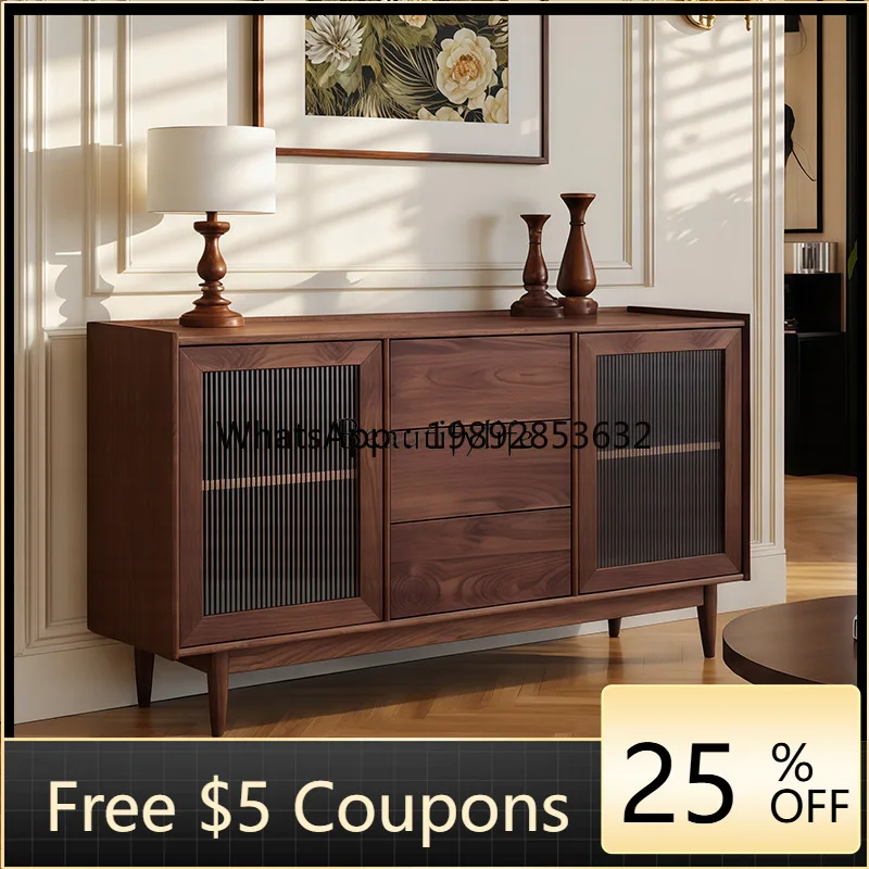

FF Medieval style wabi-sandy wind solid wood dining side cabinet living room integrated storage storage wine cabinet