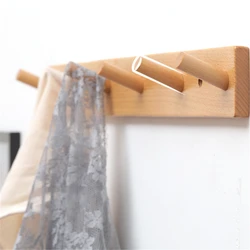 Wooden Hook Bathroom Wall Coat Rack Solid Wood Hooks Decorative Key Holder Wall Hanger Free Punch Bedroom Clothes Storage Shelf