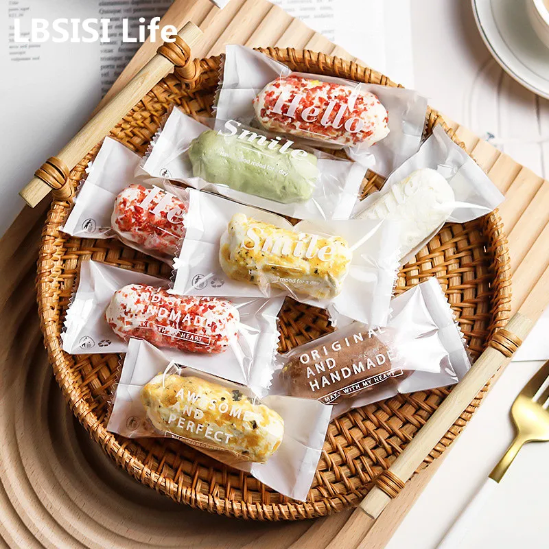 LBSISI Life 100pcs Snowflake Crisp Hot Seal Bags For Candy Cookie Packaging Wedding Birthday Party Decoration Nougat Plastic Bag