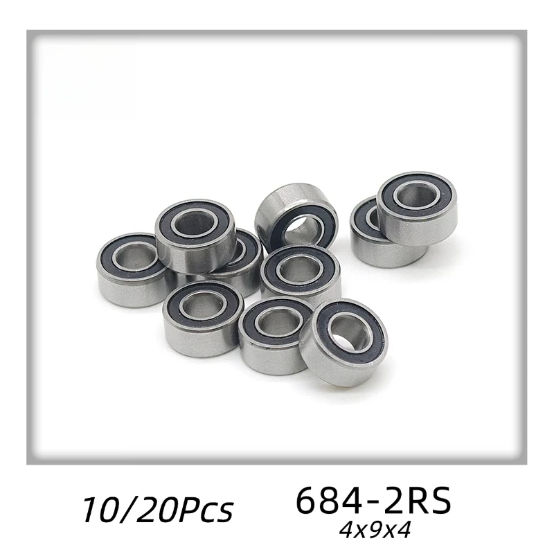 10/20Pcs 684-2RS Thin Section Deep Groove Ball Bearings 4×9×4mm Double Rubber Sealed Chrome Steel Miniature Ball Bearings