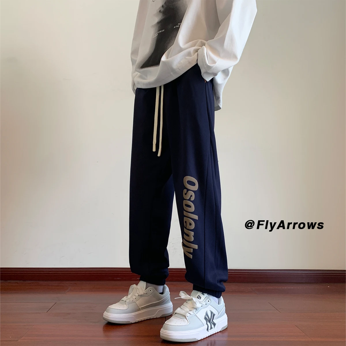 

Свободные мужские спортивные брюки с принтом, весенне-осенние модные брюки с манжетами, повседневные брюки в американском стиле, молодежные брюки для активного отдыха