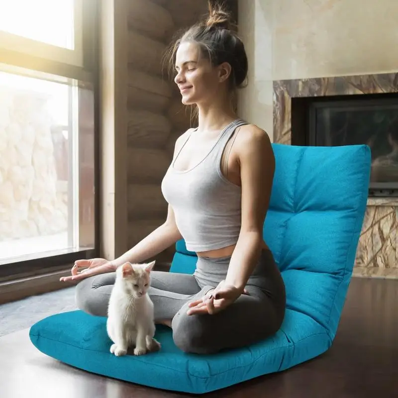 

14-Position Adjustable Folding Lazy Gaming Sofa-Light Blue