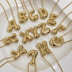 AENSOA Gold Plated Chunky Balloon Bubble Alphabet Initial Letter Pendant Choker Necklaces for Women Custom Personalized Jewelry