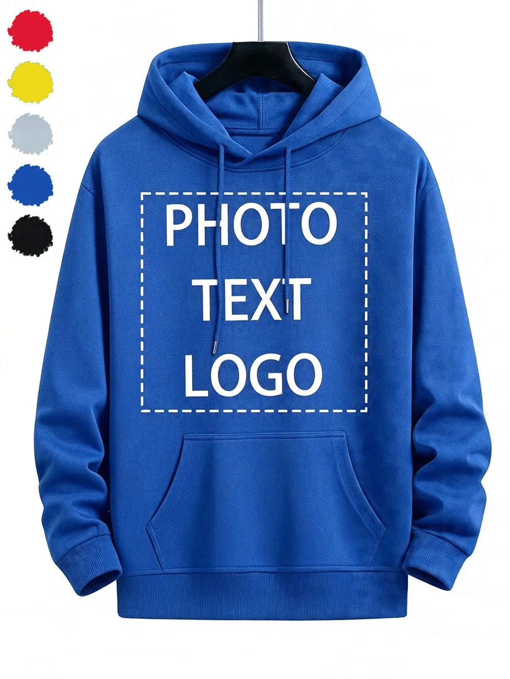 Winter-Herren-Hoodies mit individueller Personalisierung, DIY-Grafik-Pullover, lässige, lockere Sweatshirts mit Taschen, warme Fleece-Streetwear für Männer