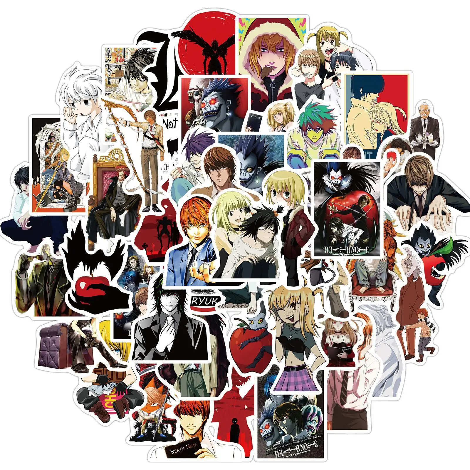 50Pcs Anime Death God Note Stickers, Japanese Horrow Theme Anime, Waterproof Halloween Anime Stickers for Guitar Laptop