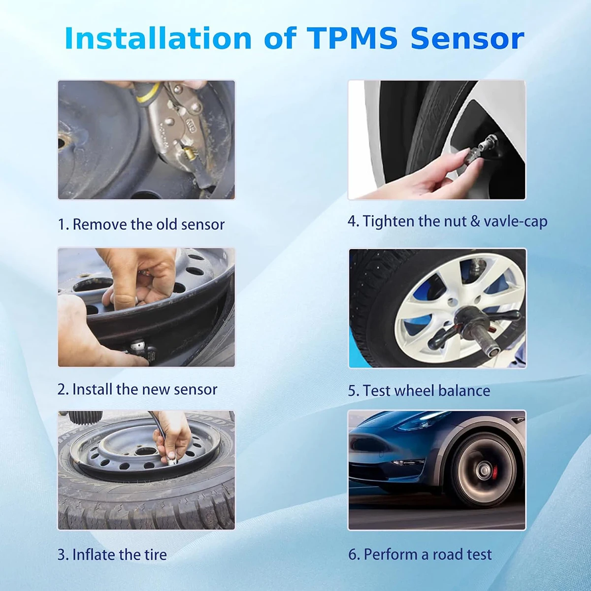 4 Stück Reifendrucküberwachungssensoren für Tesla Model 3 Y S X 2020-2024, für Tesla Model Y Juniper 2025, Bluetooth TPMS-Sensor 1490701-00-B 1490701-01-B 1490701-01-C – Detail 1