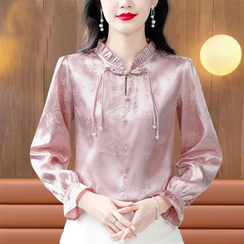 Fashionable New Chinese Style Light Luxury Long Sleeved Top Women\'s Temperament Base Small Shirt