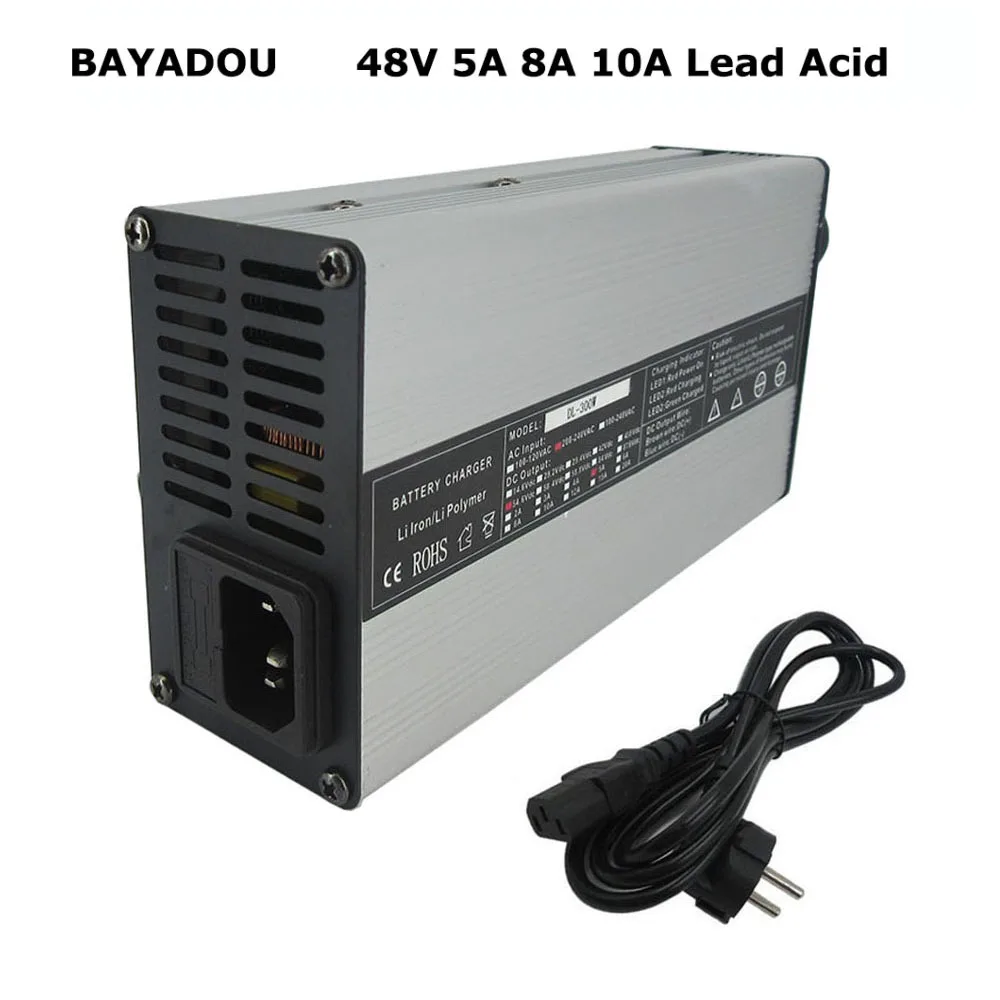 48V 5A 8A 10A Lead Acid Battery Charger 57.6V 48 Volt 50AH 100AH Lead-acid Forklift RV Golf Cart Fast Charger