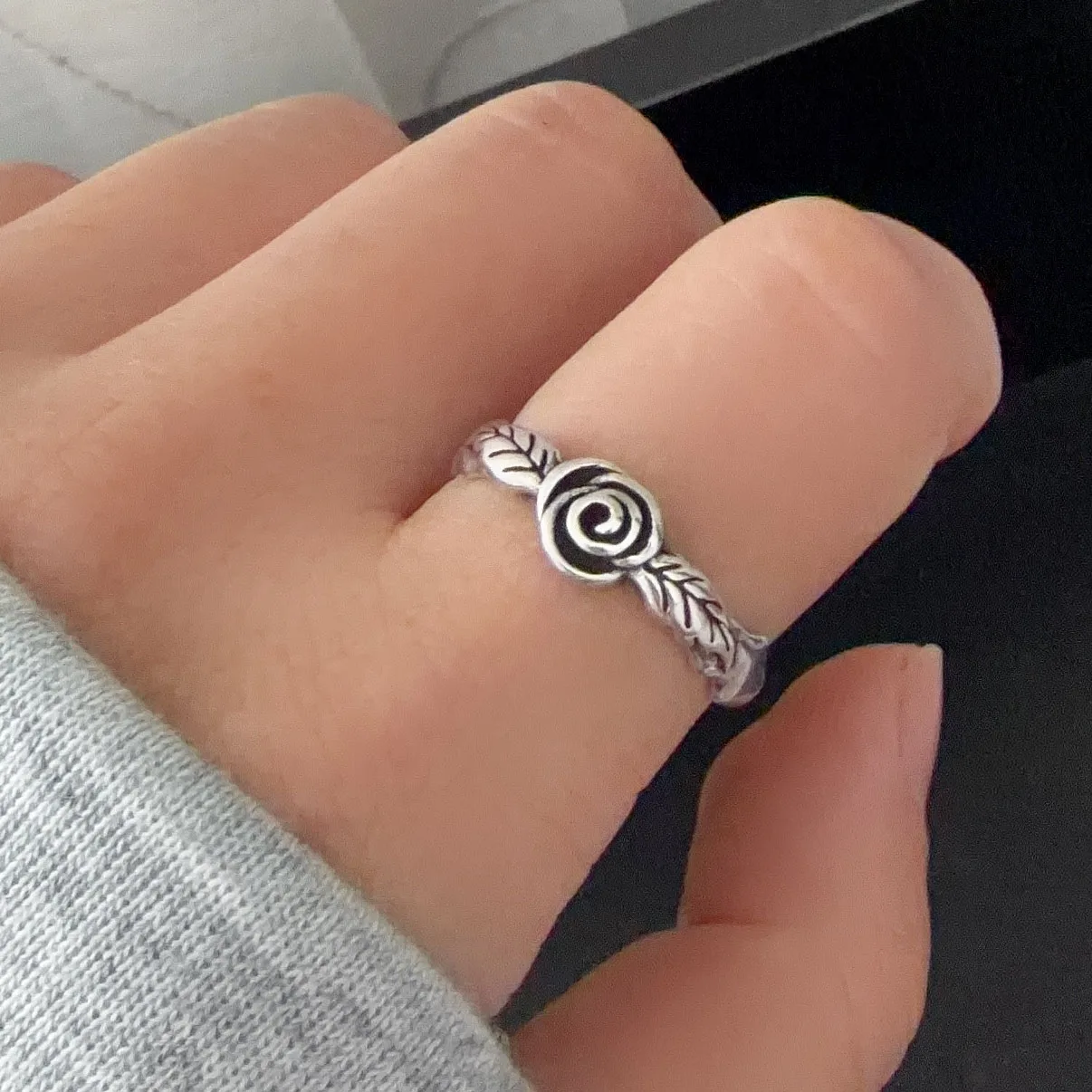 925 Sterling Silver Rings For Women Geometric Fine Jewelry Finger Adjustable Vintage Rose Couple Ring For Party Birthday Gift - view 4
