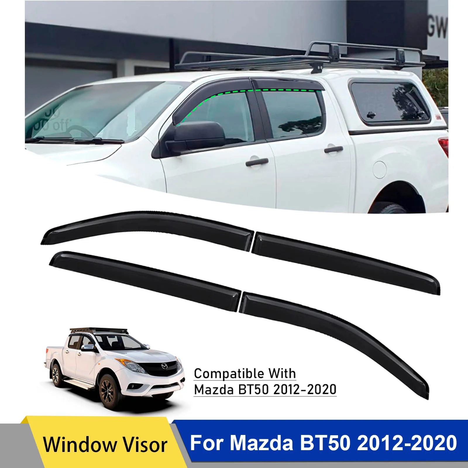 Wind Visor Sun Rain Guards Window Deflectors Weather Shields for Mazda Bt50 2012-2020 4PCS Door Visors Car Accessories